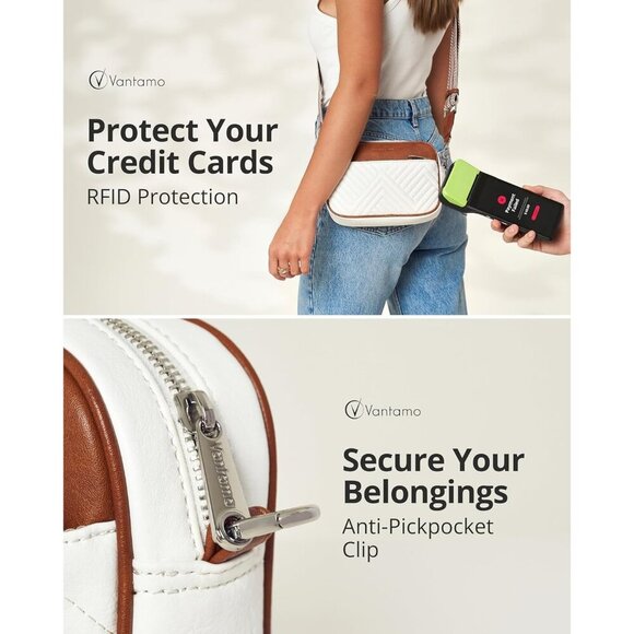 Crossbody Bag Faux Leather Small Purse RFID Blocking Adjustable Strap - Picture 5 of 6